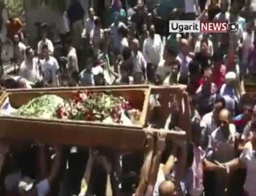 Pohrebný sprievod v meste Hama