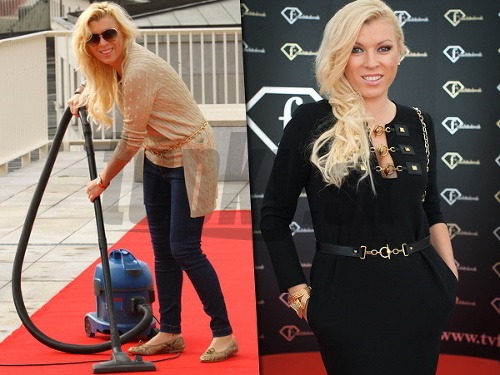 Šéfka televízie Gabriela Drobová ako upratovačka (vľavo).