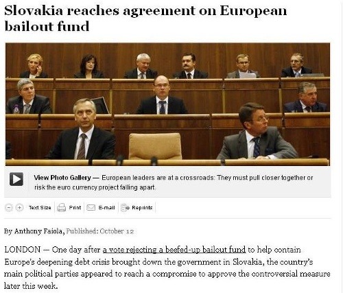 O vývoji na Slovensku informoval aj americký denník Washington Post
