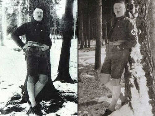Hitler pózuje v lese pri strome