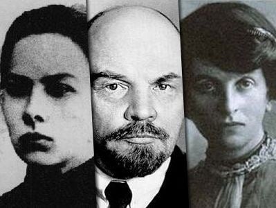 Milostný trojuholník - Lenin a jeho dve ženy (Nadežda naľavo)