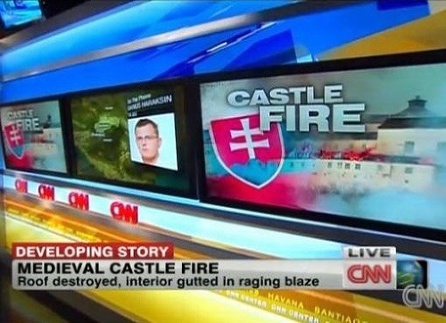 O požiari slovenského hradu informovali na CNN