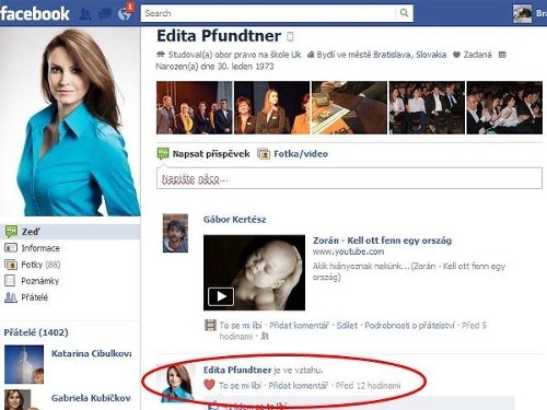 Poslankyňa Pfundtnerová potvrdila svoj vzťah aj na Facebooku