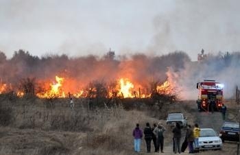 Požiar tokajských vinohradov nad obcou Čerhov v okrese Trebišov