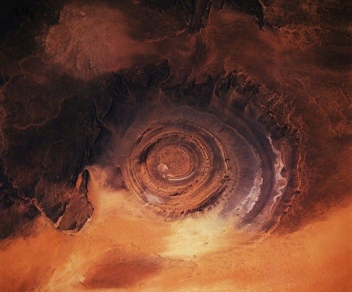 Pohľad z raketoplánu Columbia na púšť v Mauritánii