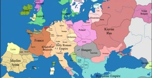 Takto vyzerala mapa Európy pred 1000 rokmi