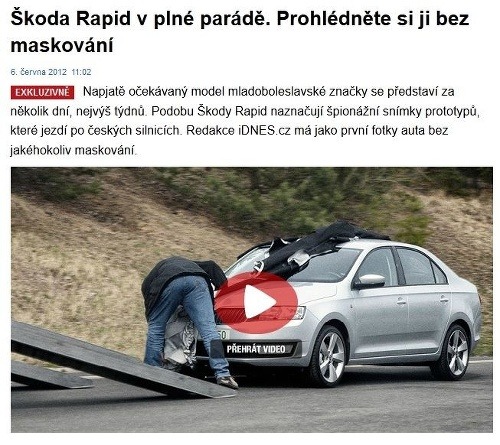 Čitateľ zaslal do redakcií českých portálov exkluzívne snímky novej Škody Rapid.