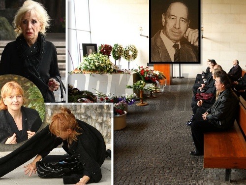Marína Kráľovičová na pohreb Ela Romančíka meškala, Zuzana Cigánová (dole) pred krematóriom spadla. 