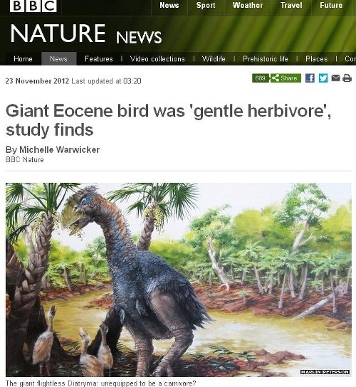 BYLINOŽRAVEC: Vták napriek svojej veľkosti a hrozivému zjavu zrejme nebol nebezpečný. 