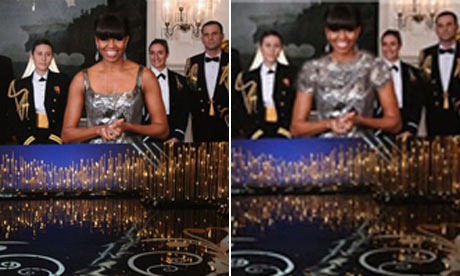 Michelle Obamová pred a po cenzúre