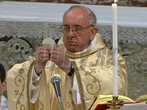 František počas svojej prvej kázne ako pápež