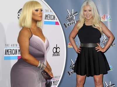 Christina Aguilera v novembri minulého roka a v súčasnosti