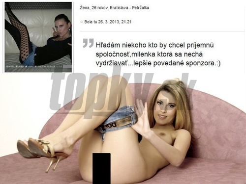 Lucia Nemčeková si na internete hľadá niekoho, kto jej bude platiť za sex. 