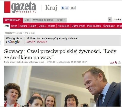 Gazeta Wyborcza píše o kampani proti poľským potravinám. 