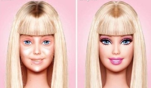 Barbie s mejkapom a bez