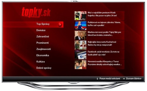 Topky fungujú v Samsung Smart TV.