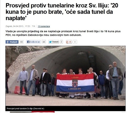 Poplatky za prejazd tunelom sa už riešili aj v chorvátskych novinách. 