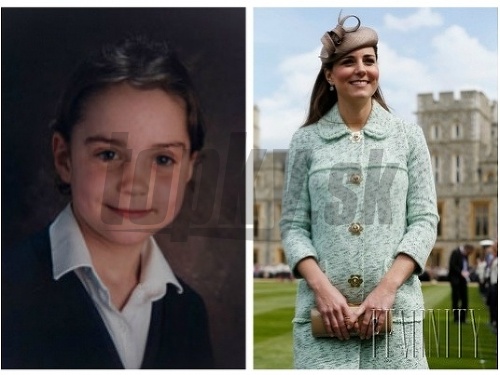 Malá Kate Middleton v detstve (vľavo) a počas tehotenstva (vpravo)