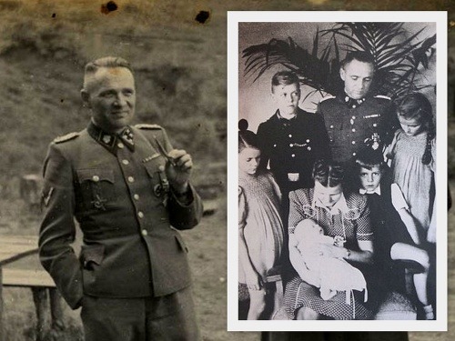 Rodinná fotografia rodiny Hössovcov a veliteľ Rudolf Höss.