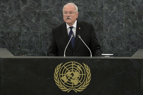 Ivan Gašparovič počas prejavu v OSN.