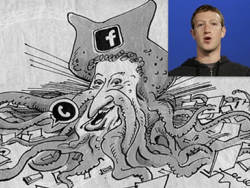 Mark Zuckerberg ako nosatá chobotnica