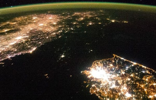 Pohľad na Kórejský polostrov z vesmíru