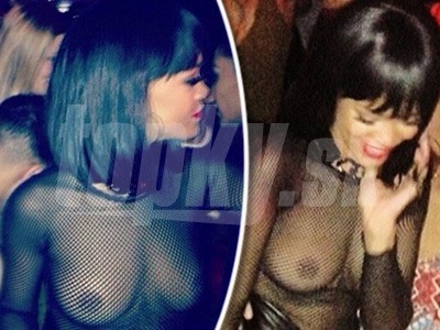 Rihanna na párty v Paríži bez hanby vystavila na obdiv nahé prsia.