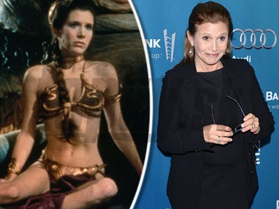 Carrie Fisher ako Princezná Leia z roku 1983 a v súčasnosti