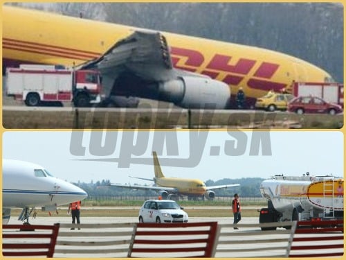 Havarované lietadlo prepravnej spoločnosti DHL stále stojí na pozemku bratislavského letiska.