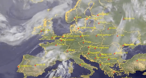 Satelitný pohľad na Európu