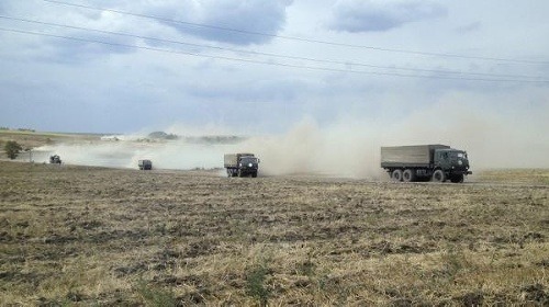 Ruské kamióny na Ukrajine