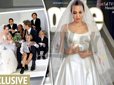 Nádherná Angelina Jolie sa vydávala v jedinečných svadobných šatách, ktoré odhalila na titulnej strane magazínu People.