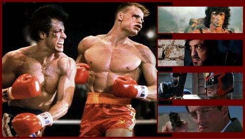Sylvester Stallone a Dolph Lundgren vo filme Rocky IV