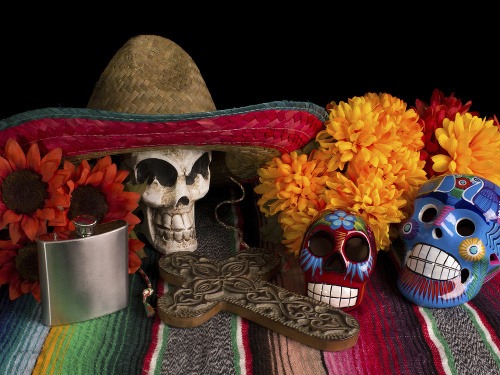Oltár počas osláv Día de los muertos, Mexiko