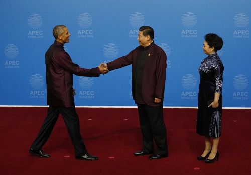 Barack Obama na summite v Pekingu. 