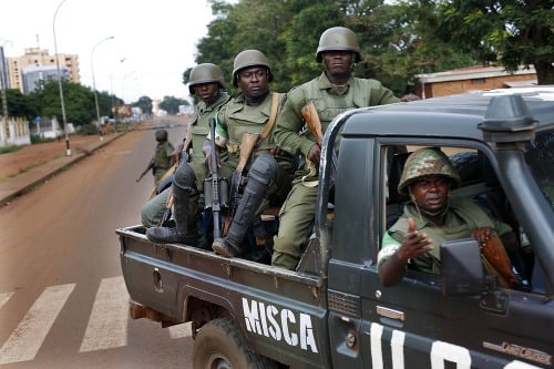 Africkí vojaci v meste Bangui
