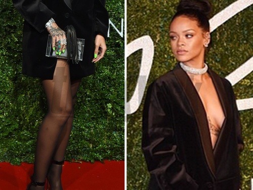 Rihanna prišla do spoločnosti len v saku bez podprsenky a v pančuškách. 