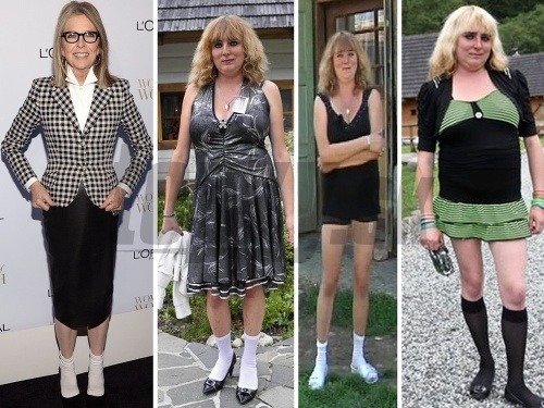 Diane Keaton si do spoločnosti obula lodičky s ponožkami, ktoré sú u nás typické najmä pre Kleopatru z Turca. 