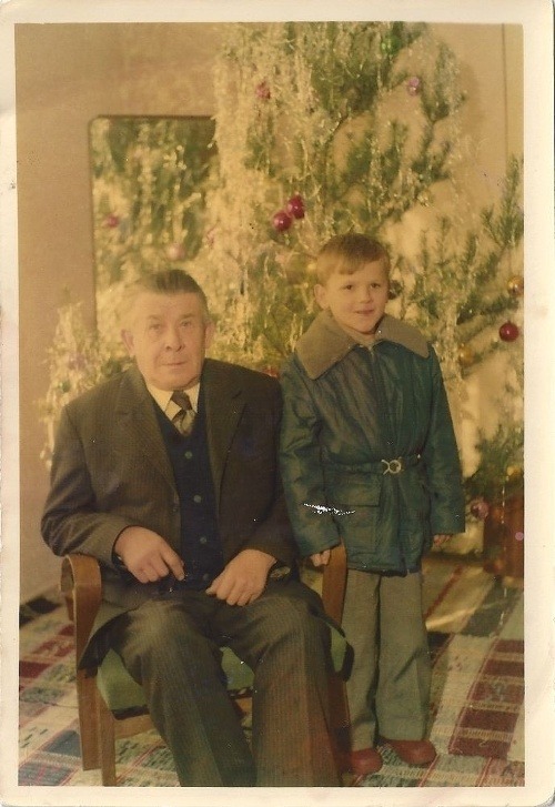 Alojz Hlina s dedkom.