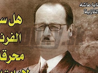 Hollande ako Hitler v fotomontáži marockého týždenníka