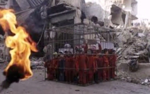 IS údajne upálilo ľudí v klietke