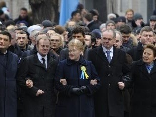Prezident SR Andrej Kiska sa zúčastnil osláv výročia Revolúcie na Euromajdane v ukrajinskom hlavnom meste Kyjev 22. februára 2015. 
