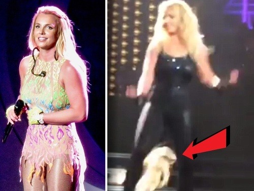 Britney Spears stratila na pódiu príčesok. 