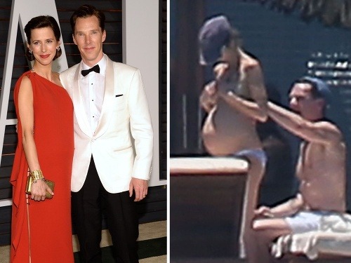 Benedict Cumberbatch svoju tehotnú manželku starostlivo natieral krémom na opaľovanie. 