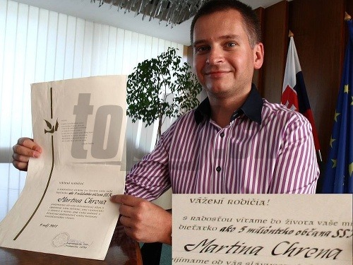 Martin Chren je päť milióntym občanom Slovenska