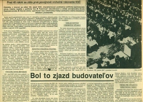 Vydanie Práce informuje o prvom povojnovom zjade KSČ, po 40 rokoch.