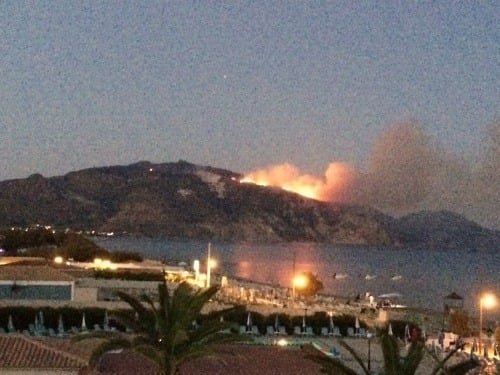 Požiar na ostrove Zakynthos.