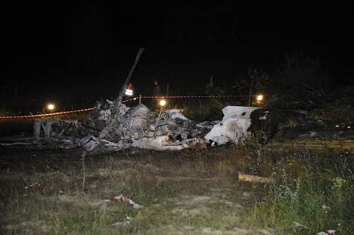 Vrak vojenského vrtuľníka Mi-17, ktorý sa zrútil pri obci Hradisko v okrese Prešov