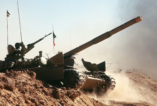 Kuvajtský tank pri operácii Púštny štít v roku 1990