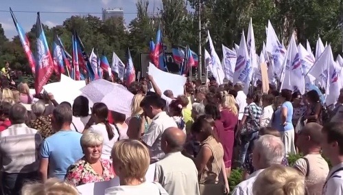 Protesty proti Porošenkovi v Donecku